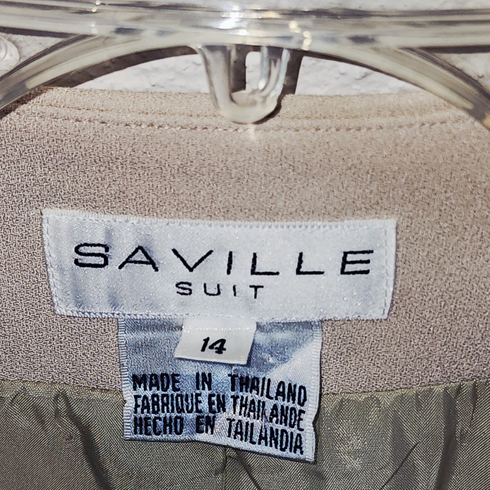 Saville Suit Blazer 14 Beige Vintage Pleated Single Button Career - Picture 5 of 8